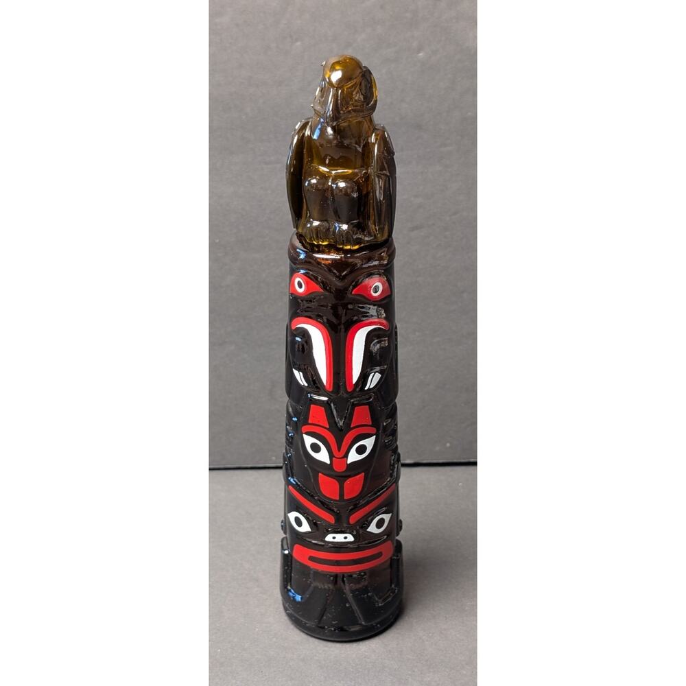 Vtg Avon Totem Pole Decanter Amber Bottle Wild Country After Shave 6 Fl Oz Retro